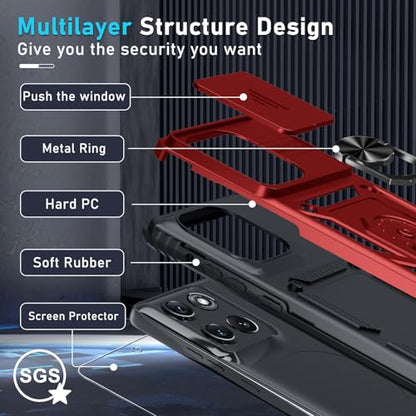 for Moto G Stylus 5G 2026/2025 Case Built in Slide Camera Cover - color: Red, size: Moto G Stylus 5G 2026/2025