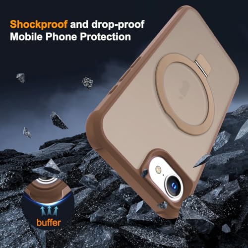 SKYLMW Compatible with iPhone 16e/17e Case with Stand,Desert Brown | iPhone 16e Case iPhone 17e Case 6.1",Magnetic Ring Stand,Compatible with MagSafe,Military-Grade Protection,Great Grip Feeling - color: Desert Brown, size: Iphone 16e & Iphone 17e