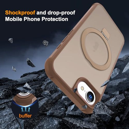 SKYLMW Compatible with iPhone 16e/17e Case with Stand,Desert Brown | iPhone 16e Case iPhone 17e Case 6.1",Magnetic Ring Stand,Compatible with MagSafe,Military-Grade Protection,Great Grip Feeling - color: Desert Brown, size: Iphone 16e & Iphone 17e
