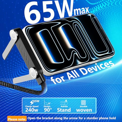 Invisible Holder Charger Cable, 65W USB C Fast Charging with Desktop Stand