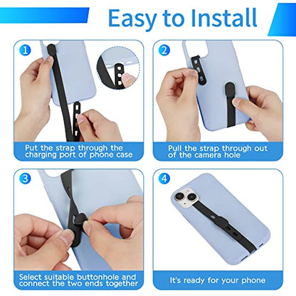3 PCS Phone Loop Strap iPhone Clip Finger Grip Holder Stretchable Flexible Elastic Silicone Hand Band Ultra Slim Adjustable Wireless Charging Universal for iPhone Most Phone Cases