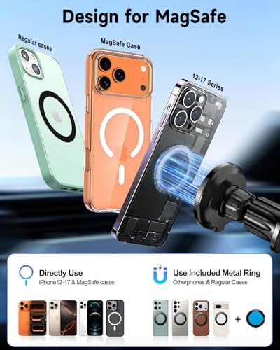 for MagSafe Car Mount Charger 15W Fast Magnetic Wireless Car Charger Holder - color: Black with Vacuum