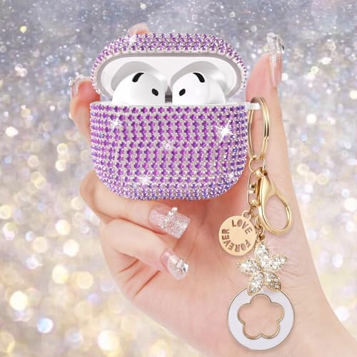 VISOOM Airpods 5 4 Cases iPods 4/5 Cover for Women,Unique Jewelry Design - color: J-Purpl, size: Airpods 4/5(2024/2026)