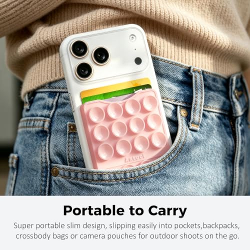Anteel Silicone Suction Cup Phone Wallet Holder, Phone Holder With Card Slot, Silicon Suction Cup Wallet Attached to The Back of The Phone, Powerful Selfie and Video Functions, 2.28"x3.54" (Black) - color: Black