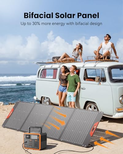 SOLUPUP 200W Portable Solar Panel–24% High Efficiency Bifacial Solar Panel with MC4 Output,Waterproof Foldable Solar Charger with Kickstand for Power Station RV Camping Off-Grid and Blackoutss - size: New 200W