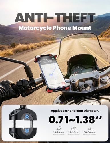 JOYROOM Bike Phone Holder with Tracker Storage, Ebike Bicycle Phone Mount - color: Red