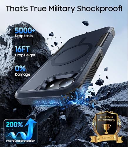 Magnetic for iPhone 17e Case Rugged Dual-Layer Shockproof Blue | Military-Grade Heavy Duty Protection, Fit for Magsafe, Matte Finish Scratch Resistant Anti-Fingerprint Anti-Slip Phone Cover - color: Blue