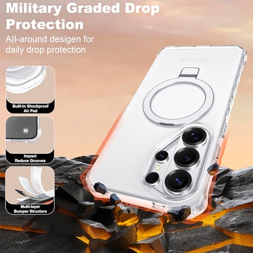Compatible with Samsung Galaxy S26 Ultra Case 6.9'' Cute Wavy Frame with Magnetic Stand [Compatible with Mag-Safe] Military-Grade Translucent Phone Case for S26 Ultra, Translucent - color: Translucent, size: Samsung Galaxy S26 Ultra
