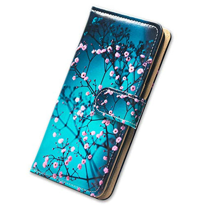 Bcov Case for iPhone 14 Pro, Plum Blossom Flower Leather Flip Phone Case Wallet Cover with Card Slot Holder Kickstand for iPhone 14 Pro - color: Plum Blossom