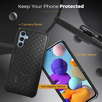 MOTIVE for Samsung Galaxy A54 Case with Belt Clip, Rigid, Kickstand | 6.4" | Ranger v1 Series, Black, 360° holster, open-top/open-bottom port access, textured grip, slim design - size: A54