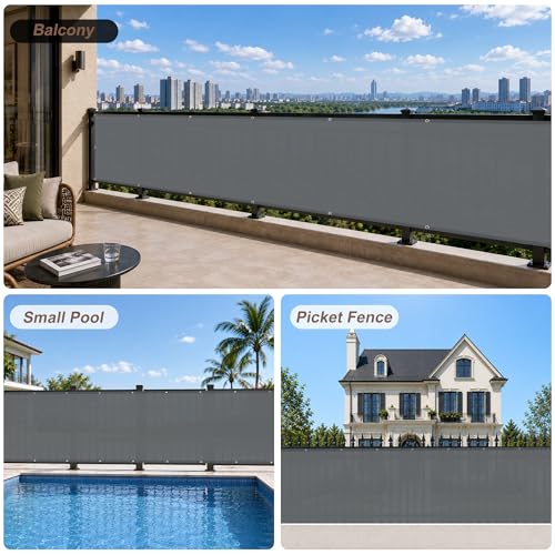SUNNY GUARD 3' x 16' Balcony Privacy Screen, HDPE Patio Railing Cover Fence - color: Dark Gray, size: 0 3' x 1 6'
