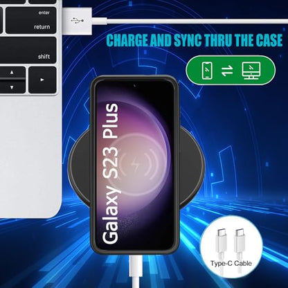 Battery Case for Galaxy S23 Plus,Upgraded 12000mAh Rechargeable Portable Extended Battery Pack Supported Qi Wireless Charging Case Compatible with Galaxy S23 Plus(6.6 inches) Charging Case-Black - size: Galaxy S23 Plus