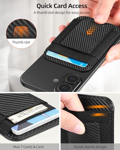 For Magsafe Wallet, 7 Card Holder, RFID Blocking, Strongest Magnet | Magnetic Wallet for iPhone 17/16/15/14/13/12 Series, for iPhone Wallet Magsafe with 2 Card Slots, Black Carbon Fiber - color: Black Carbon Fiber