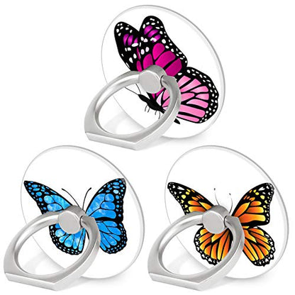 Bonoma Cell Phone Ring Holder,3-Pack 360 Degree Rotating Butterfly - color: Butterfly