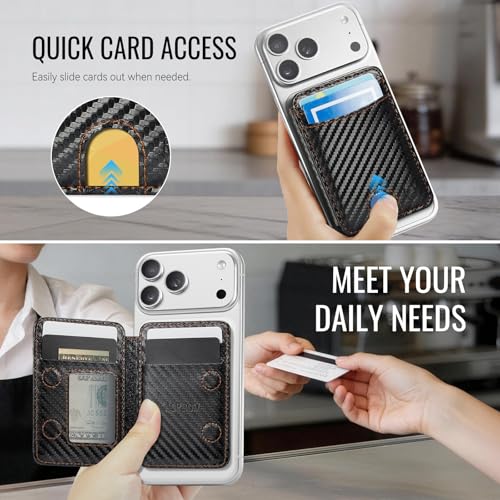 for Magsafe Wallet Magnetic RFID Blocking Card Holders, Carbon Black - color: Carbon Black