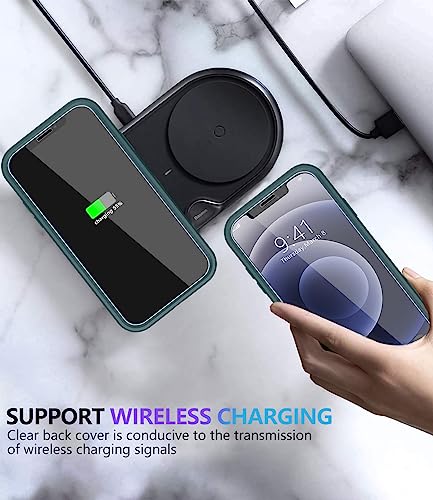 Diverbox for iPhone 12 case [Shockproof] [Dropproof] [Tempered Glass Screen Protector ],Heavy Duty Protection Phone Case Cover for Apple iPhone 12 (DarkGreen-2in1) - color: DarkGreen-2in1