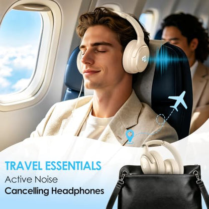 INFURTURE USB C Headphones Wired Active Noise Cancelling Over Ear-White - color: White