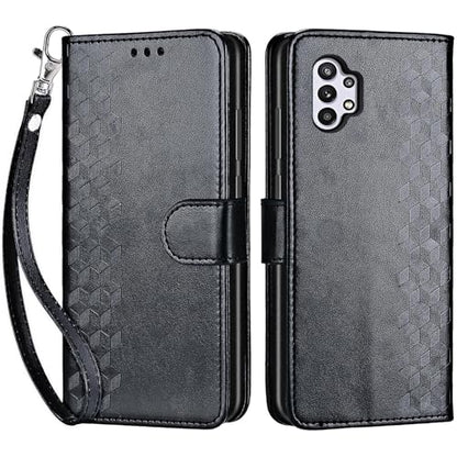 for Samsung Galaxy A32 5G Wallet case, Black-Cube | 3 Card Holders, Kickstand, Shockproof TPU Shell, PU Leather, Magnetic Closure, Protective Flip Folio Cover, Women - color: 4