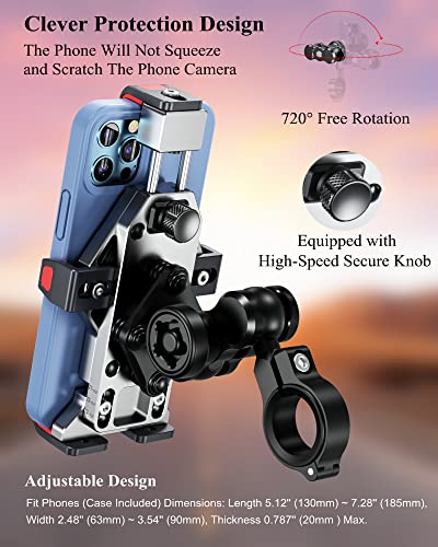 BRCOVAN Anti-Theft Aluminum Alloy Motorcycle Phone Mount Holder, Silver - color: SILVER