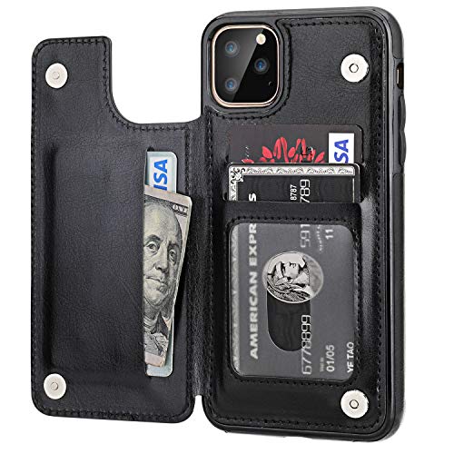 ONETOP for iPhone 11 Pro Max Wallet Case with Credit Card Holder,Black - color: Black
