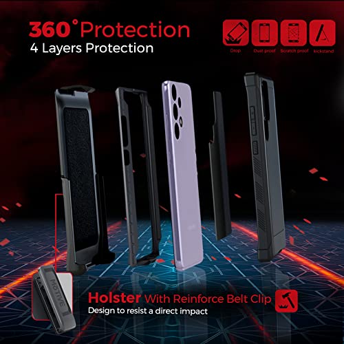 MOTIVE Heavy Duty Case for Samsung Galaxy s22 Ultra, Belt Clip | 6.7" | Bunker Series, Military Grade Multi-Layer Protection, PC/TPU Build, Sealed Port Cover, 20 ft Drop tested - size: S22 Ultra