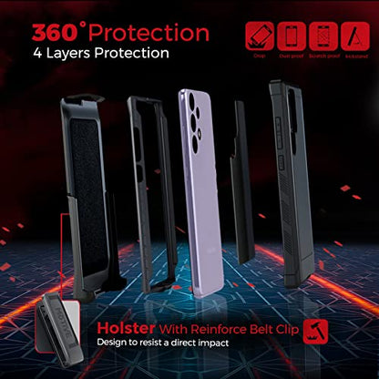 MOTIVE Heavy Duty Case for Samsung Galaxy s22 Ultra, Belt Clip | 6.7" | Bunker Series, Military Grade Multi-Layer Protection, PC/TPU Build, Sealed Port Cover, 20 ft Drop tested - size: S22 Ultra