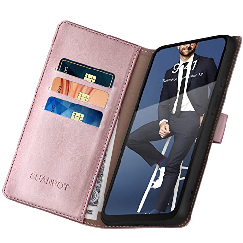 SUANPOT for Motorola Moto G Power 5G 2024 6.7" Wallet case with RFID Blocking Credit Card Holder,Flip Book PU Leather Protective Cover Women Men for Power 5G 2024 Phone case Rose Gold - color: Rose Gold