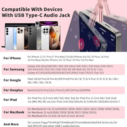USB C Earbuds Wired Headphones for iPhone 18 Pro Max 17 16 17e,Pink - color: Pink