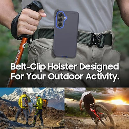 Compatible for Samsung S26 Rugged Case with Belt Clip Holster & Built-in Screen Protector, Heavy-Duty Full-Body Shockproof Cover, Military-Grade Protective Phone Case (Blue) - color: Blue