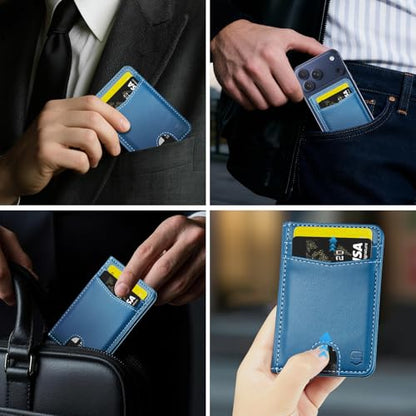 Strapurs Strong Magnetic Wallet Card Holder for MagSafe Phones and Cases, Slim PU Leather Detachable Phone Wallet with 6 Card Slots RFID Blocking for iPhone 17/16/15/14/13/12/Pro/Max/Plus – Dark Blue - color: Dark Blue