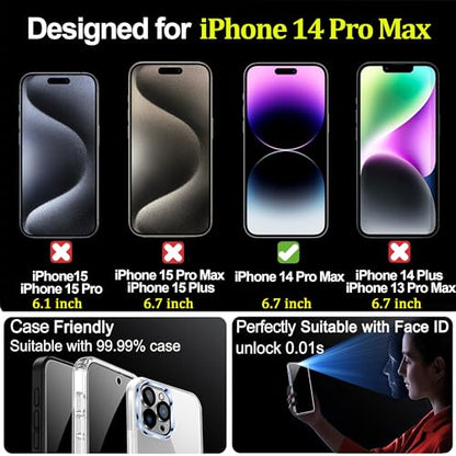 2 PACK Compatible with iPhone 14 Pro Max Privacy Screen Protector 25 Degree Anti Spy Tempered Glass Easy Installation Frame Gradient colorful anti Blue light eye protection Bubble Free Case