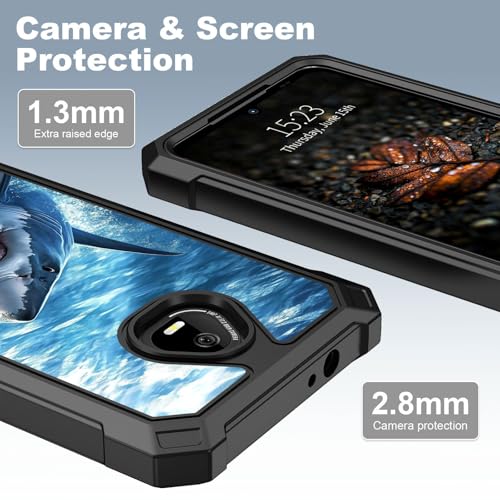 for Schok Volt Sv67q Sv67332 Case with Screen Protector, Military Grade Drop Protection, Dual Layer Hybrid Shockproof Protection TPU Phone Case for Schok Volt Sv67q, Shark - color: Shark