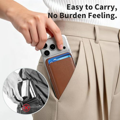 Magnetic Wallet Cell Phone Card Holder for Phone Case with Mag-Safe - color: Caramel Brown, size: 1 Pack