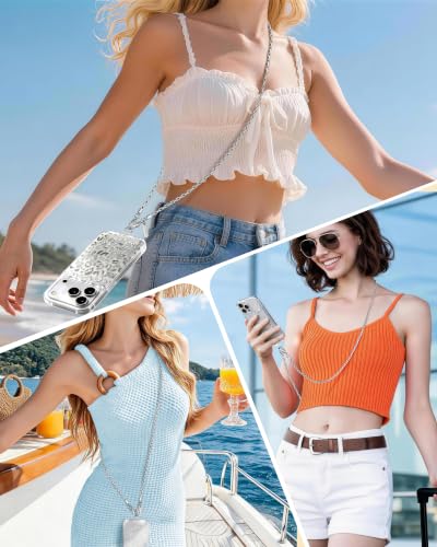 ROCONTRIP Metal Phone Chain Set Crossbody Phone Chain and Phone Wrist Strap iPhone Lanyard Handmade Phone Strap and Phone Wristlet Strap with 2*Tether Tabs for Women and Men - color: Bright Silver, size: Long