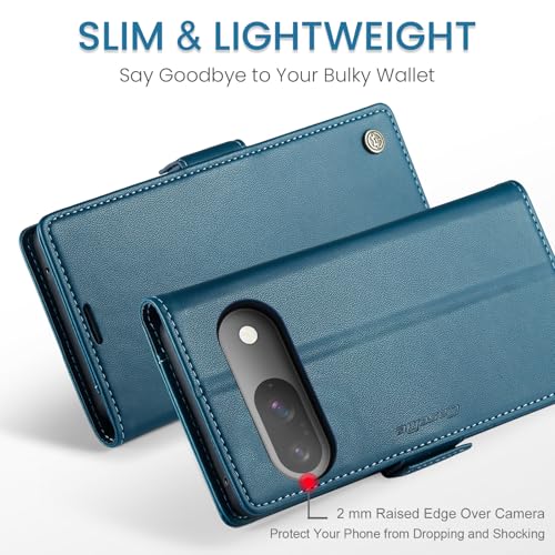 Wallet Case for Google Pixel 10/Google Pixel 10 Pro, Magnetic Flip Case with RFID Blocking Card Holder Kickstand for Women Men, Shockproof Durable Protective Phone Cover (Blue) - color: Blue