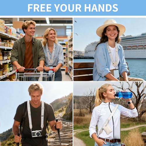 2pcs Clip and Go Strap for Phone with Wallet Crossbody Strap with Pouch - color: Blue White+black