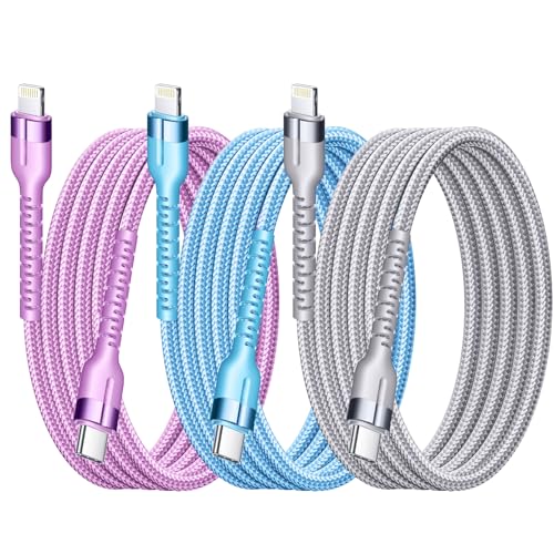 Exeric 3Pack 3FT Nylon Braided USB C to Lightning Cable, Fast Charger