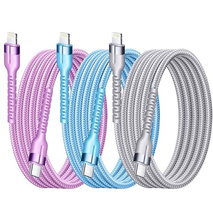 Exeric 3Pack 3FT Nylon Braided USB C to Lightning Cable, Fast Charger