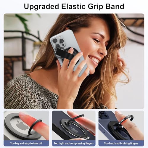 Magnetic Phone Grip for Samsung S26 Ultra S25 S24 Ultra MagSafe Kickstand - color: Black
