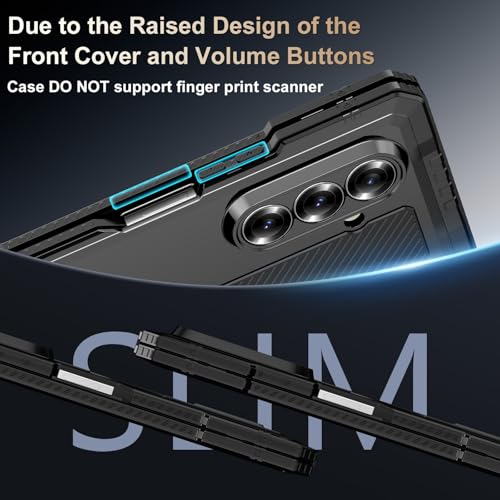 Rugged Armor Case for Samsung Galaxy Z Fold 7 5G, Military Grade Shockproof Protective with Kickstand, Built-in Screen Protector, Metal Bumper & Full Hinge Protection Cover, Black - color: Black