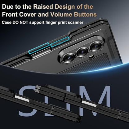Rugged Armor Case for Samsung Galaxy Z Fold 7 5G, Military Grade Shockproof Protective with Kickstand, Built-in Screen Protector, Metal Bumper & Full Hinge Protection Cover, Black - color: Black