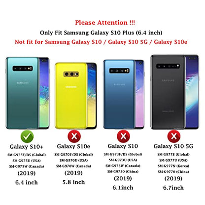 for Samsung Galaxy S10 Plus Case with Camera Lens Cover HD Screen Protector, Military-Grade Drop Tested Magnetic Ring Holder Kickstand Protective Phone Case for Samsung Galaxy S10+ Plus (Purple) - color: Purple with camera cover Military-Grade 2nd gen