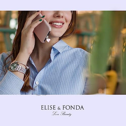 ELISE & FONDA CP604 USB Charging Port Crystal Anti Dust Plug Little Love Heart Phone Charm for iPhone 13/12/11/ XS MAX/XR/X/8 Plus/7/6S/8/SE iPad iPod (Pink)