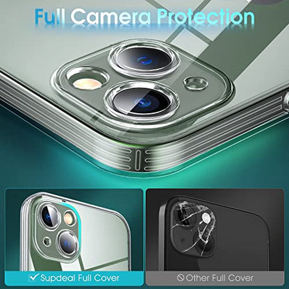 Supdeal Crystal Clear Case for iPhone 13 Mini, [Not Yellowing] [Camera Protection] [Military Grade Drop Tested] Transparent Shockproof Protective Soft Silicone Slim Cover, 5.4 inch, Transparent - color: Transparent, size: iPhone 13 Mini
