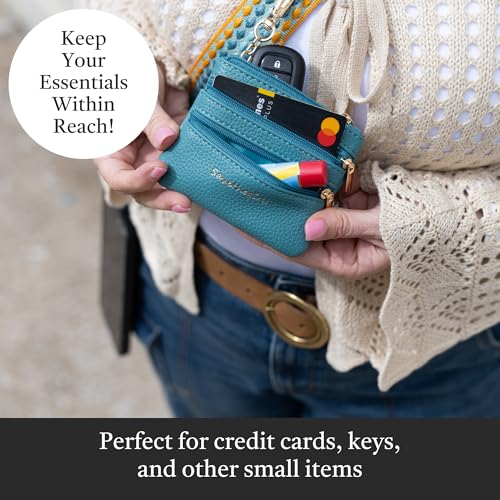 Save the Girls Clip & Go Phone Lanyard with Wallet Pouch, Fun Dots - color: Mustard/Aqua