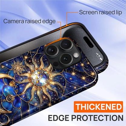 Case Compatible with iPhone 15 Pro, Cute Dual Layer Hybrid Phone Cover, Military Grade Drop Protection, Aesthetic Shockproof Phone Case for Women Girls, Galaxy Sun Moon - color: Galaxy Sun Moon, size: Iphone 15 Pro