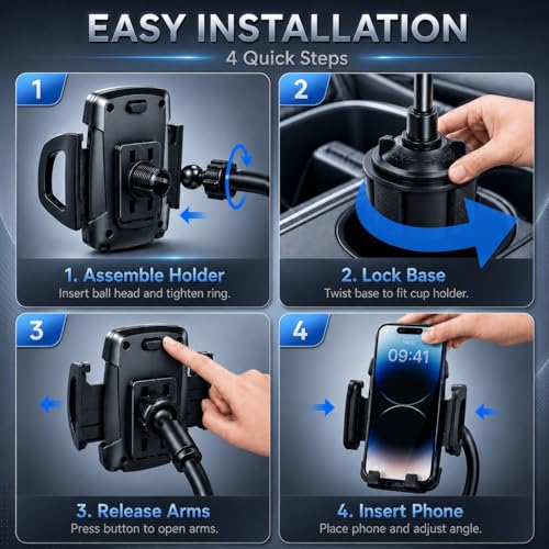 YUHENG Cup Holder Phone Holder for Car Stable Expandable Cup Base One-Button Quick Release