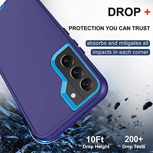 for Samsung Galaxy S22 Plus Case with Belt Clip Holster, 2X Screen Protector, [Military Grade Protection] Heavy Duty Full Body Shockproof Rugged Protective Cover for Samsung S22 Plus 5G Blue - color: Blue