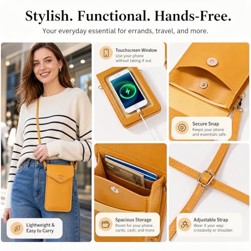 honitty Cell Phone Purse, Touchscreen Phone Crossbody Bag, Waterproof Leather Anti-Theft Wallet for Women, Perfect for Travel - color: Red