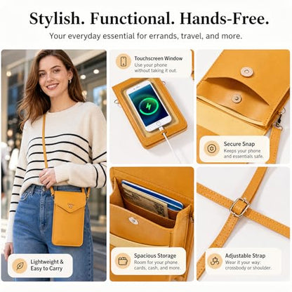 honitty Cell Phone Purse, Touchscreen Phone Crossbody Bag, Waterproof Leather Anti-Theft Wallet for Women, Perfect for Travel - color: Red